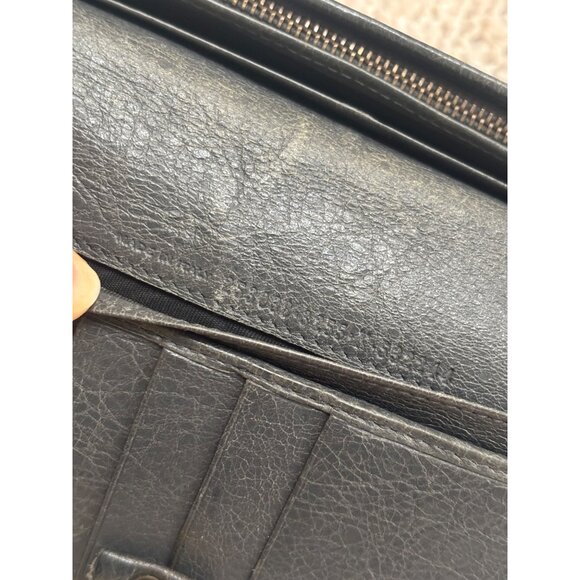 Balenciaga Black Leather Continental Wallet With Zippered Pocket & Snap Closure - Picture 6 of 13